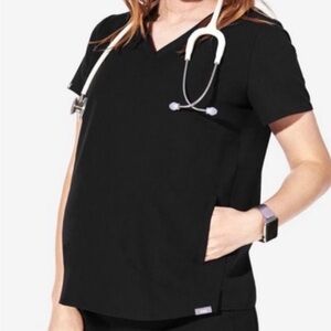 Figs Maternity Black Basa Two Pocket Nursing
Scrub Uniform Top, Size X-Large